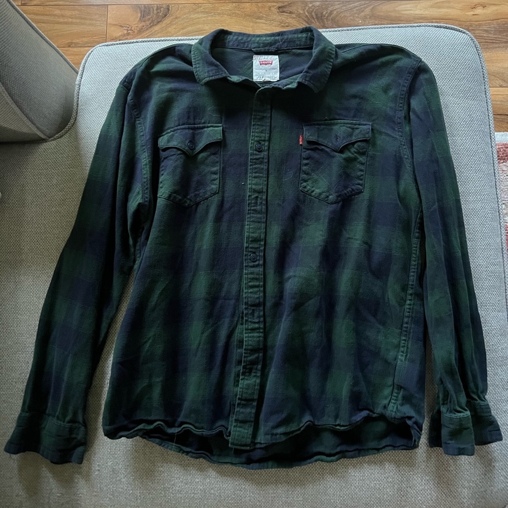 Levi’s Green and Navy Men’s Flannel XL